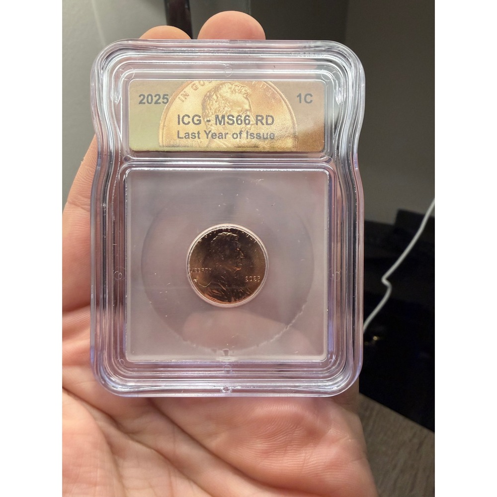 ICG MS66 RD Penny 2025 Last Year of Issue Graded Coin